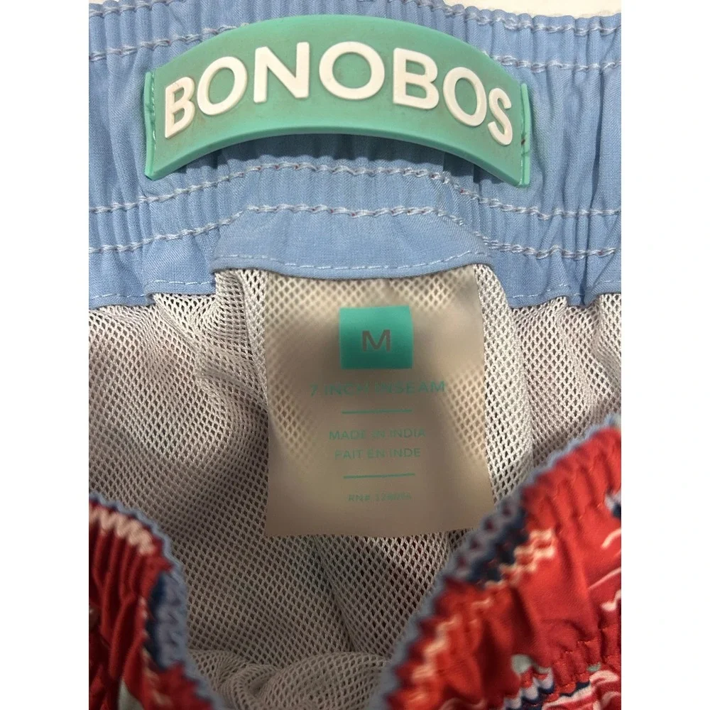 Bonobos Mens Swim‎ Trunks Medium Red Sailboat Print Drawstring Swimsuit (681)